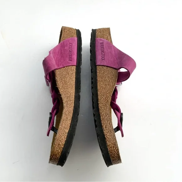 Birkenstock Pink/Purple Braided Leather Sandals Size 38 - Picture 4 of 5
